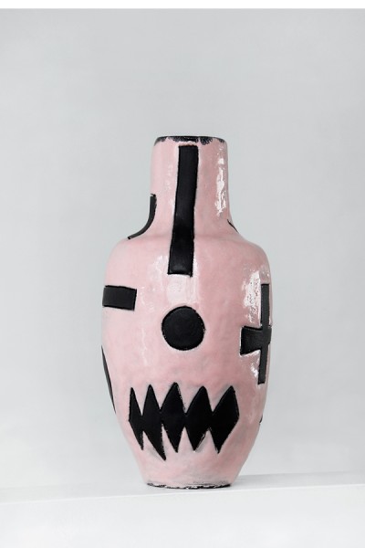 Pink glaze brown base