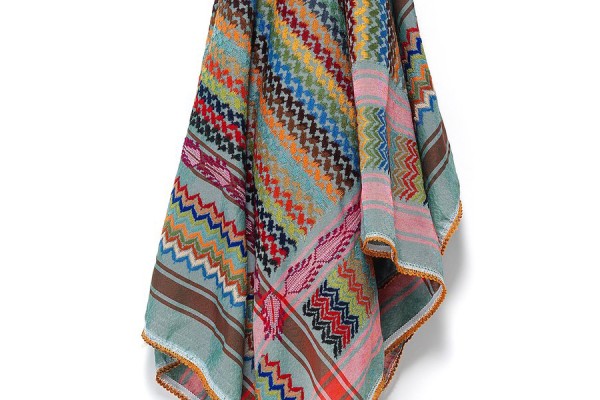 Embroidery on a keffiyeh scarf
