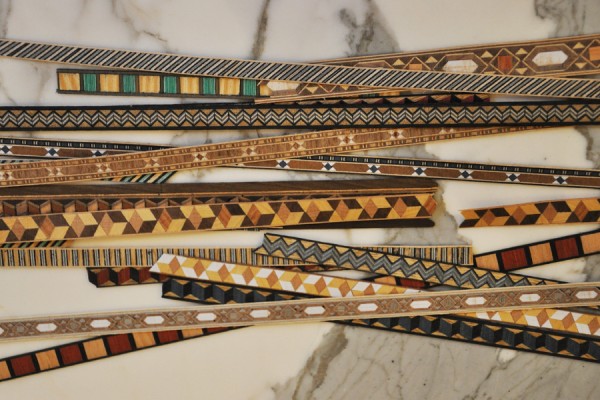 Strips of handcrafted marquetry