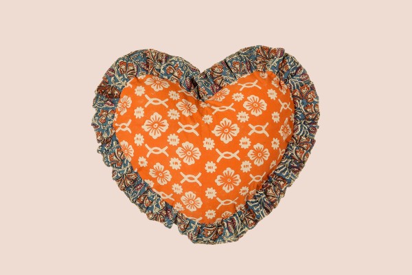 Block printed cotton cushion handmade in India