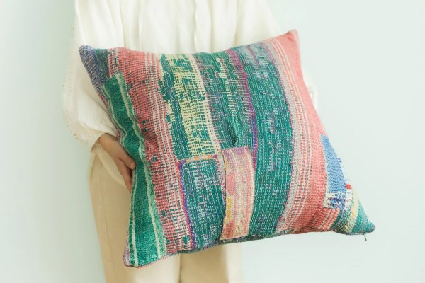 Upcycled sari cushion covers