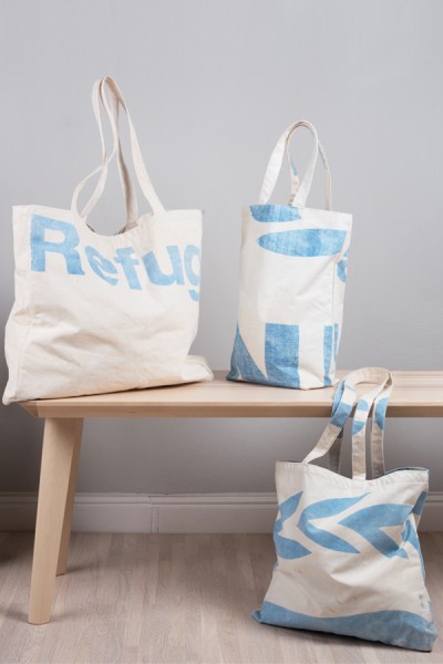 Bags made of UNHCR tents