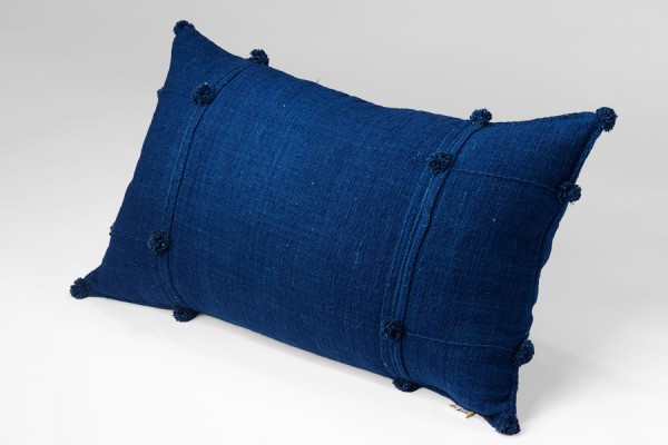 Rainfed cotton in natural indigo cushion cover