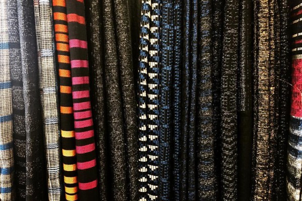 Handwoven textiles, with traditional patterns in metallic effect