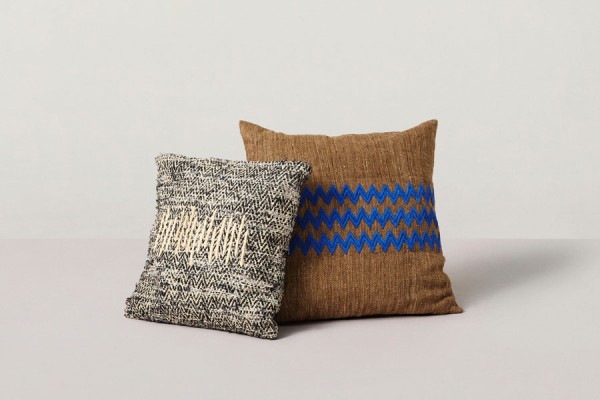 Recycled denim, rafia and raw silk