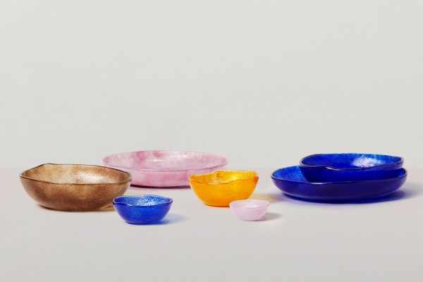 Colorful pressed glass
