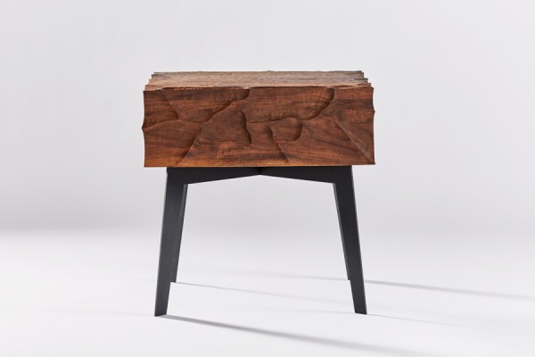 Hand carved walnut bedside table
